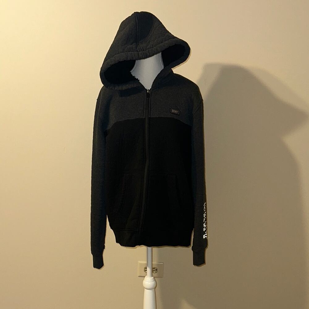 DKNY Men's Two-Tone Zip-Up Hoodie - size L